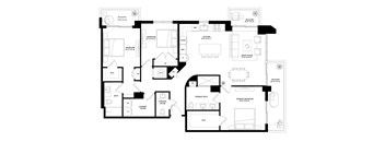 C03 Three bedroom floorplan at Veneto in Las Olas, FL.