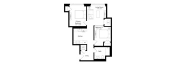 A black and white image of a floor plan for a house.