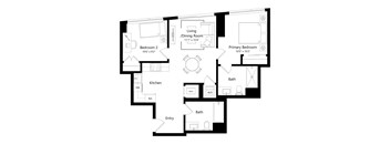 A black and white image of a floor plan for a house.