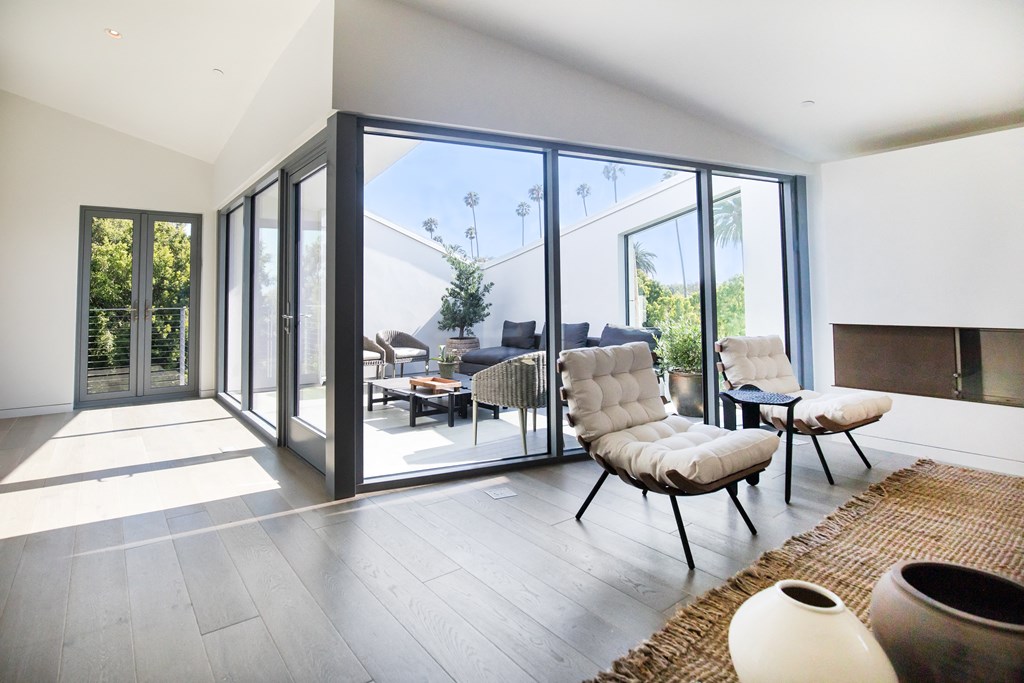 living room looking out at private balcony