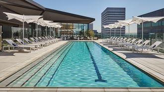 swimming pool and sundeck at Sentral Beverly Hills apartments