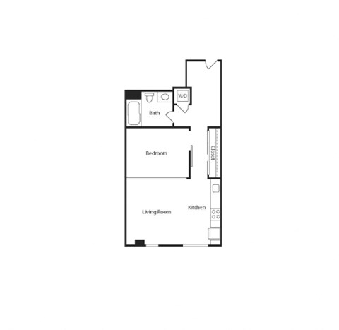 A3 One Bedroom floor plan at Vance in San Francisco, CA.
