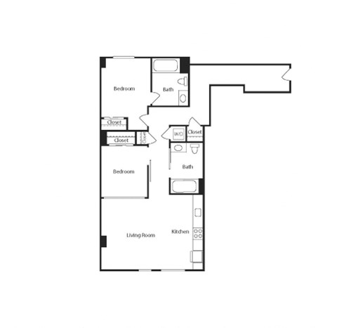 B5 Two Bedroom floor plan at Vance in San Francisco, CA.