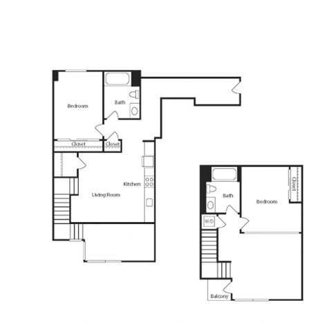 B7 Two Bedroom floor plan at Vance in San Francisco, CA.