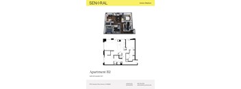 A floor plan and an overhead view of Apartment B2 at Union Station.