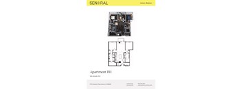 A floor plan of a B11 Union Station apartment with a top view and a bottom view of the apartment.