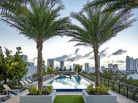 Sentral Wynwood Rooftop Pool and Sundeck with City Views