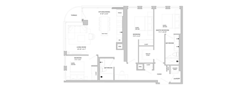 floor plan of the apartment with bedroom and living room