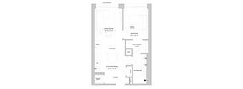 a floor plan of a small house with a bedroom and a living room