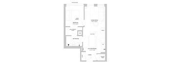 a floor plan of a small house with a bedroom and a living room