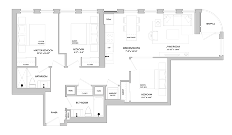 the floor plan of the apartment