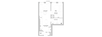a floor plan of a house with a bedroom and a living room