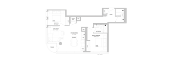 floor plan of the apartment with bedroom and living room