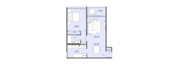 a floor plan of a bedroom floor plan with a blue