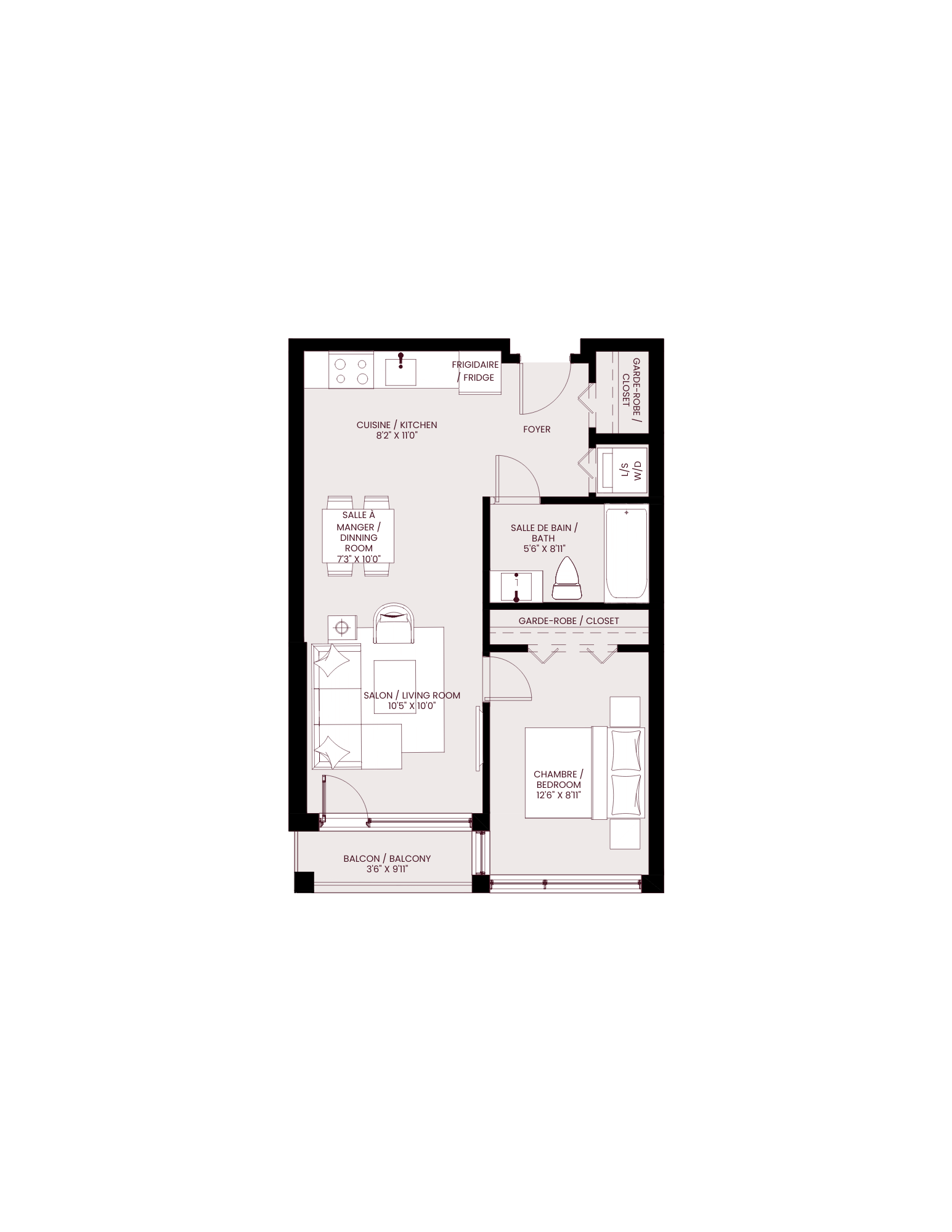 bedroom floor plan of the loft apartment