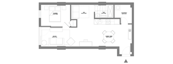 a floor plan of a house with a bedroom and a living room