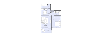 this floor plan is an approximation of a typical floor plan for a 1 bedroom apartment