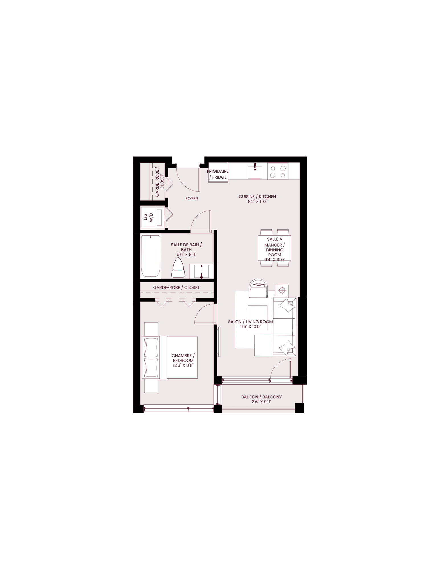 bedroom floor plan of the residence 920 sq ft