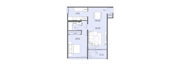 a floor plan of a unit with a blue and gray floor