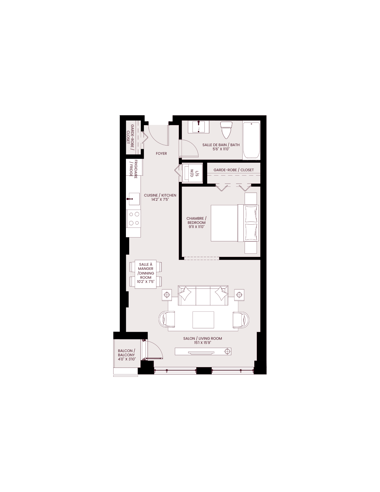 bedroom floor plan of the residence 920 sq ft