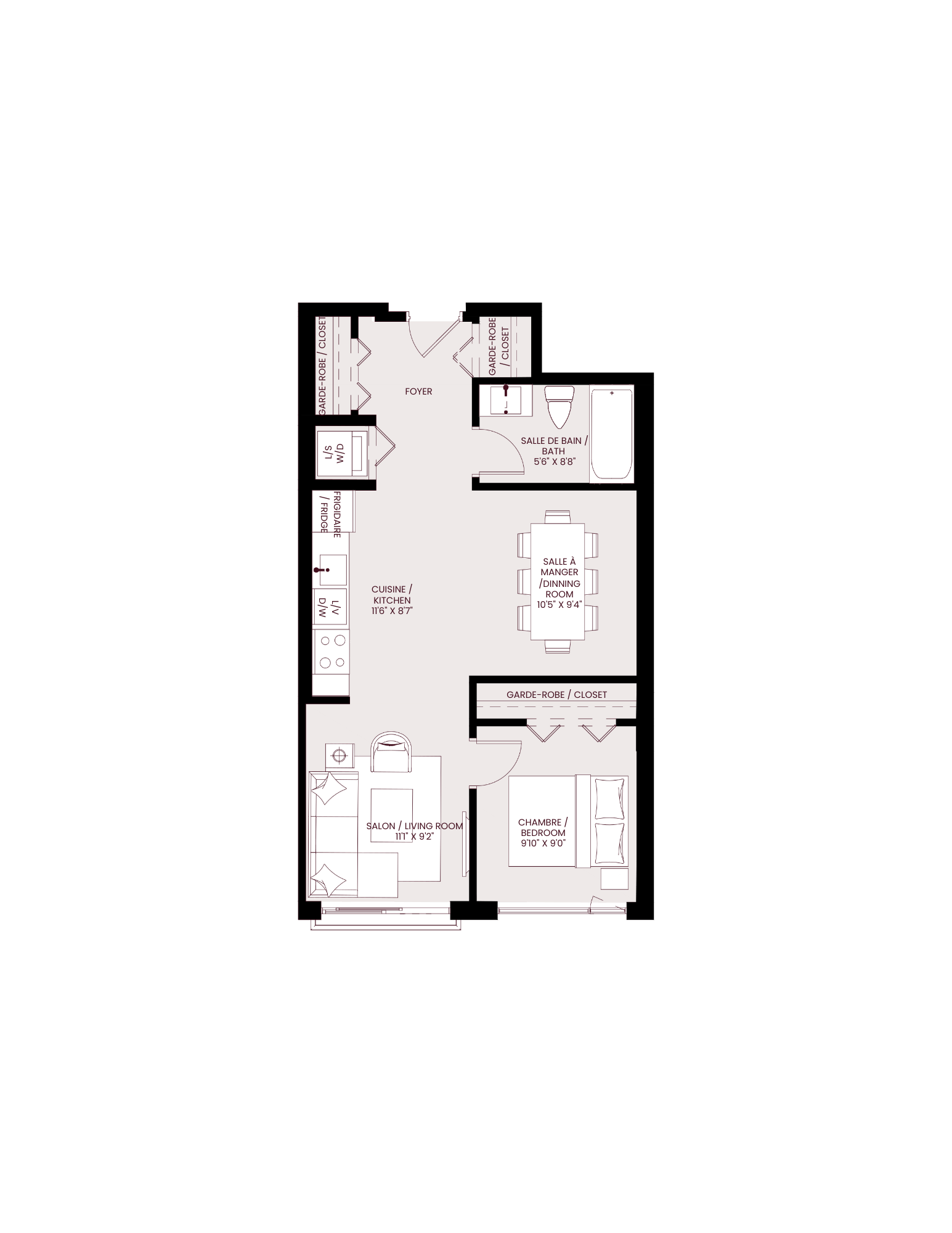 bedroom floor plan of the residence 920 sq ft