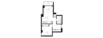 floor plan of the upper level of the home with a small footprint