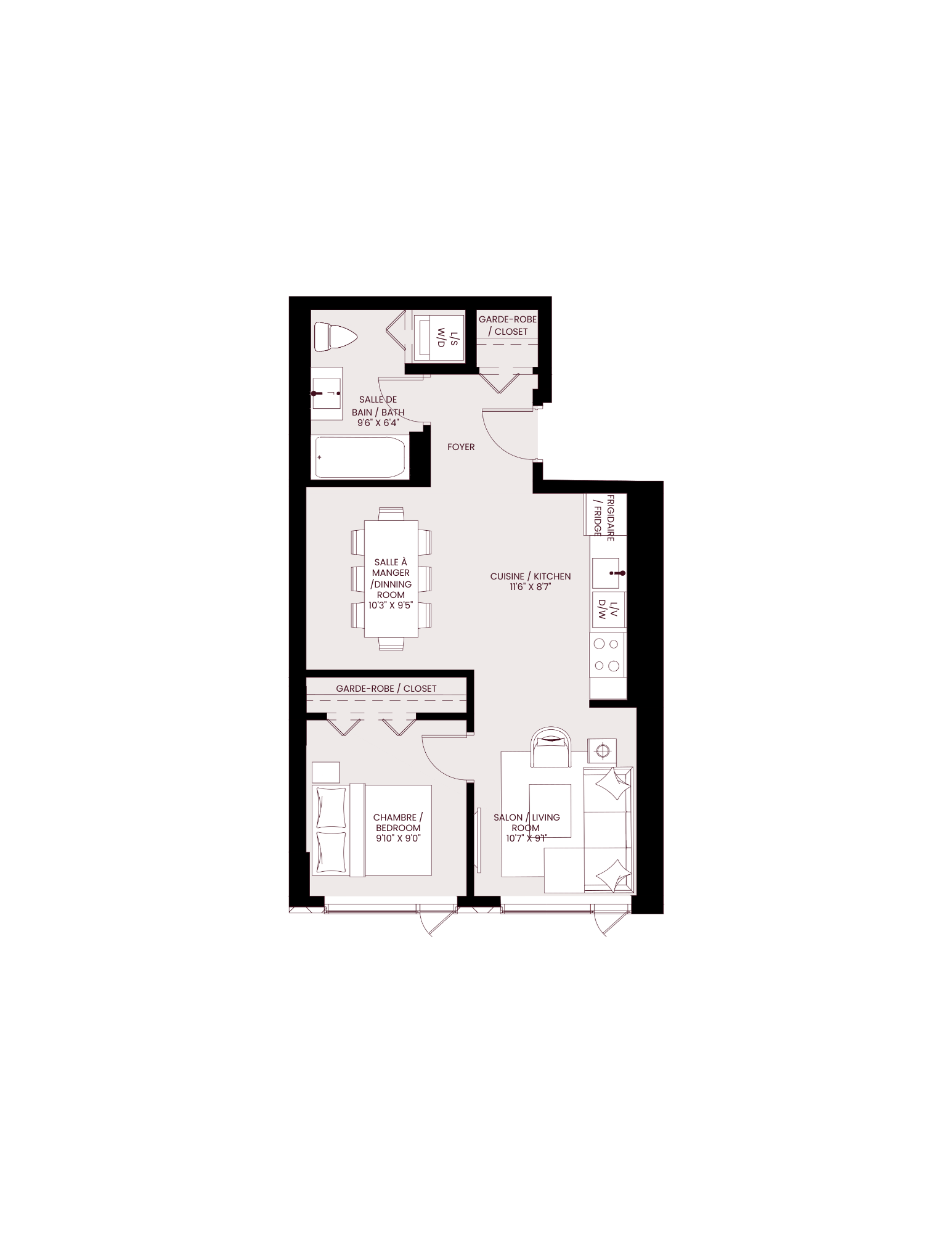 bedroom floor plan of the loft apartment