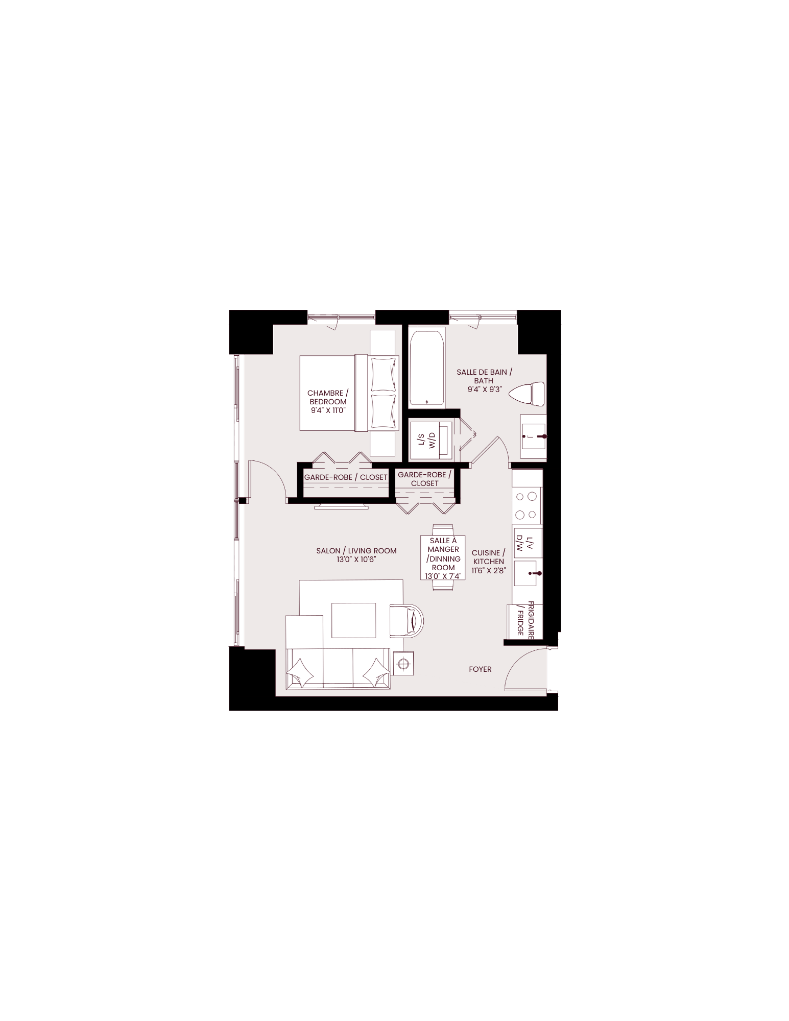 bedroom floor plan apartments