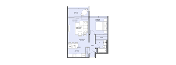 a floor plan of a unit with a blue floor