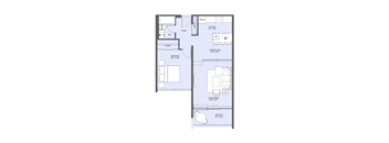a floor plan of a residence with a blue and gray floor