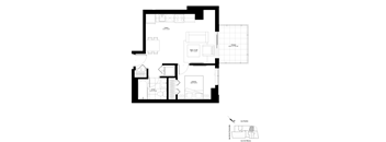 a floor plan of a home with a rectangular floor plan is shown with a floor