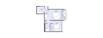 a floor plan of a house with a blue