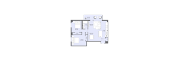 A floor plan of a house with a garage, two bedrooms, a living room, a kitchen, a dining room, a bathroom, and a closet.
