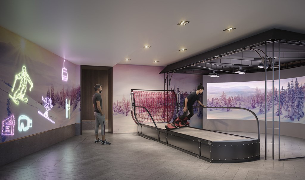 a man riding a skateboard on a ramp in a museum