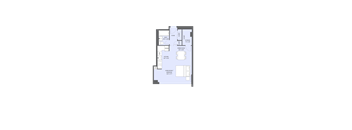 A floor plan of a house with a living room, dining room, kitchen, and bathroom.