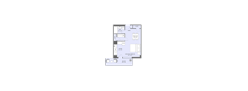 A floor plan of a house with a living room, dining room, kitchen, bathroom, and bedrooms.