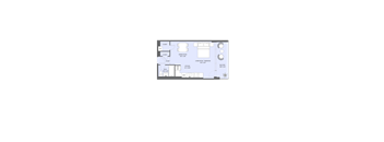A floor plan of a house with a living room, dining room, kitchen, and bathroom.