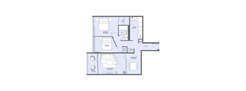 this floor plan is an approximation of the floor plan for a 1 bedroom apartment