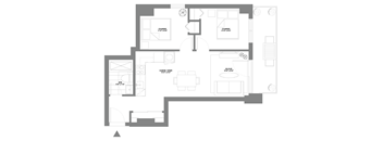 a floor plan of a house with a bedroom and a living room