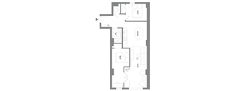 a floor plan of a house with a bedroom and a living room