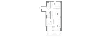 floor plan of the apartment with bedroom and living room and dining room