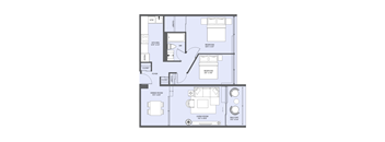 a floor plan of a house with a blue