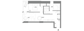 a floor plan of a house with a bedroom and a living room
