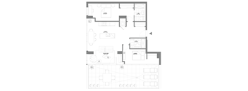 a floor plan of a small house with a living room and a dining room