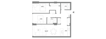 a floor plan of a house with a living room and a dining room