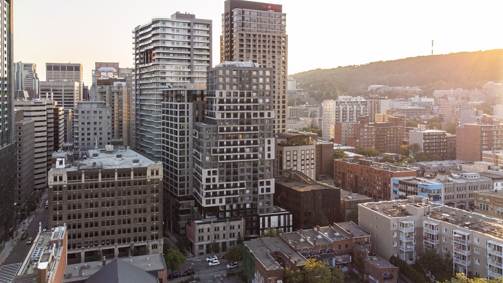 a view of the city from the roof of a building