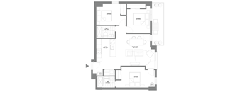 floor plan of the apartment with bedroom and living room
