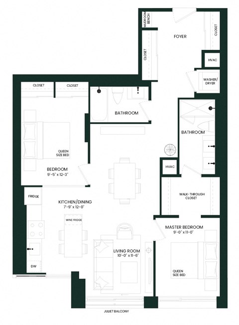 floor plan of the upper level of an open floor plan house