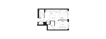 a floor plan of a house with a black and white floor