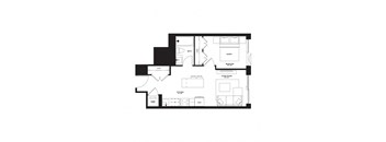 a floor plan of a house with a black and white floor